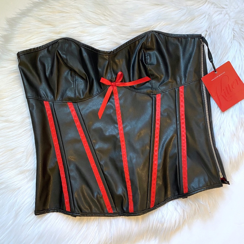 Faux Leather Corset Bustier NWT